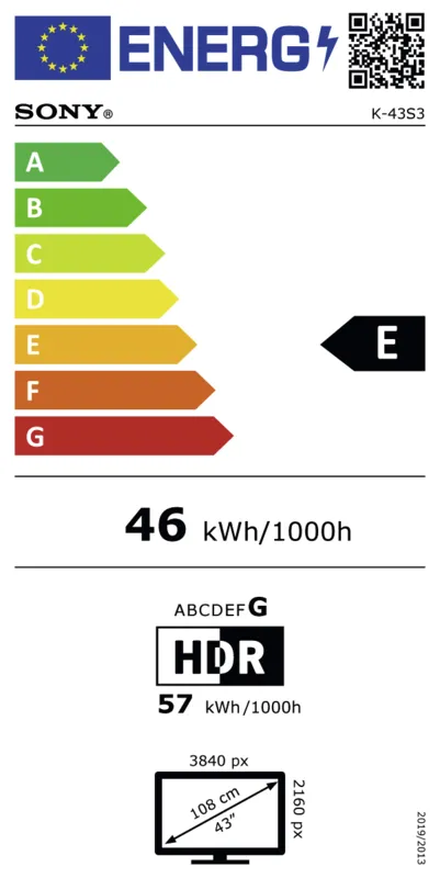 Sony K43S39BP.CEI energielabel