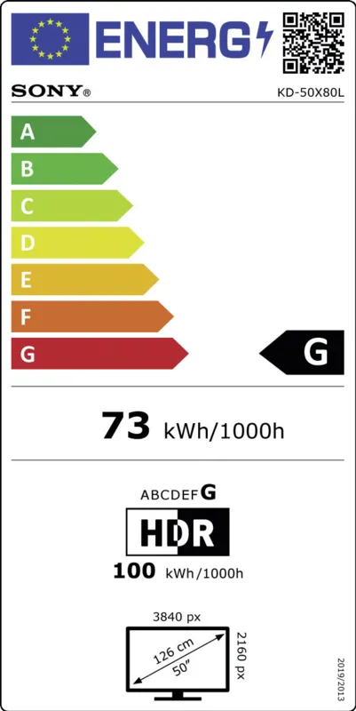 Sony KD50X80LPAEP energielabel
