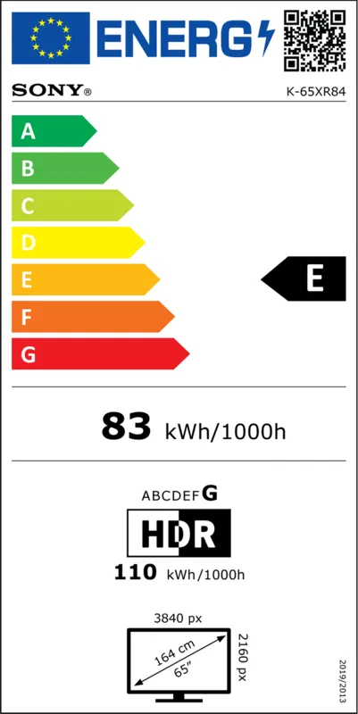 Sony K65XR84AEP energielabel