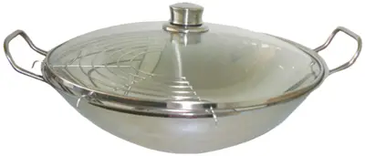HZ390090 Rvs wokpan 36cm (top)/16cm (bodem), glazen deksel